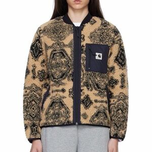 Carhartt WIP Women's Patterned Teddy Jacket in Tan and Black